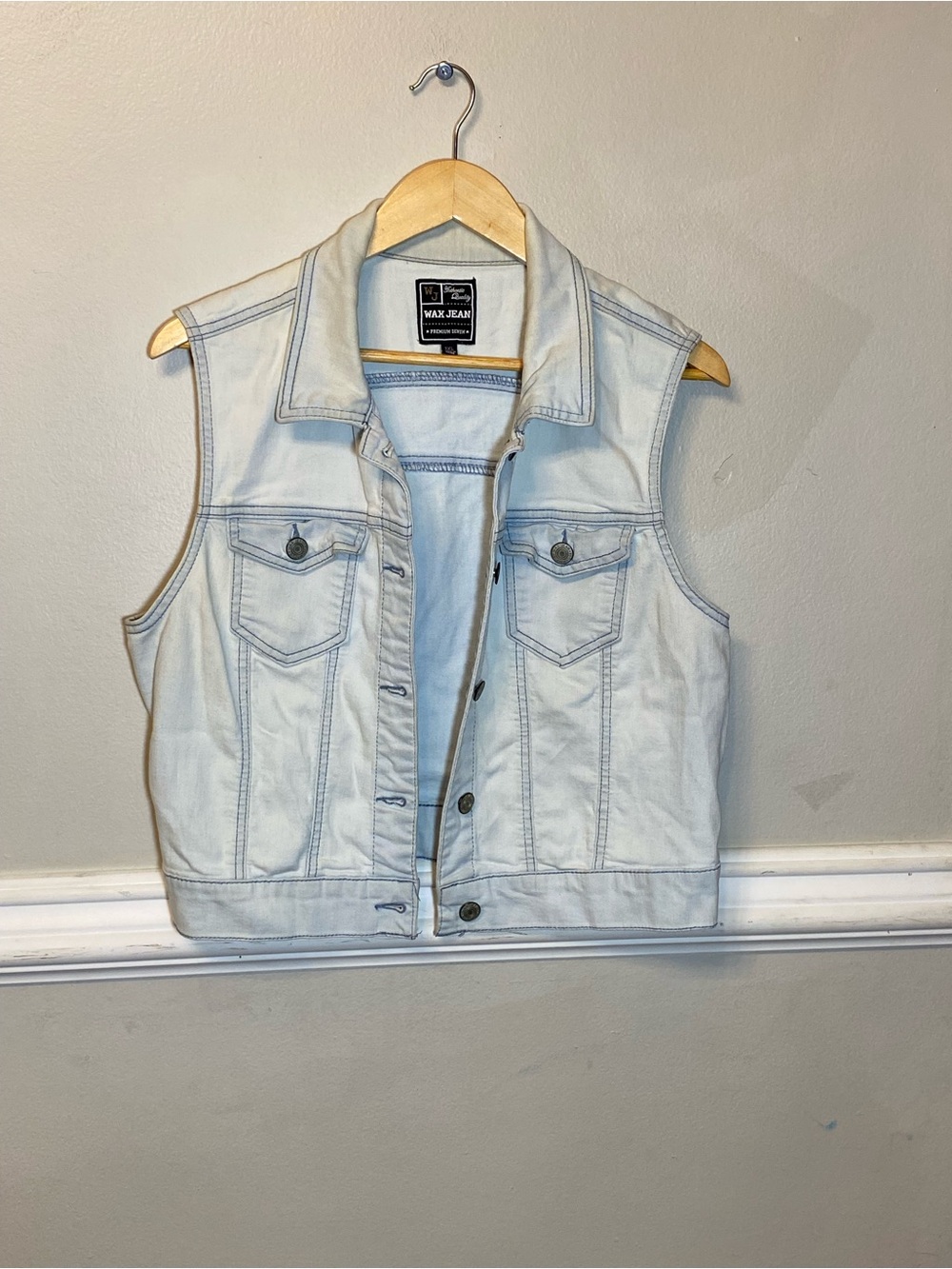 Wax Jean Light Wash Denim Vest for - Light Blue 1XL